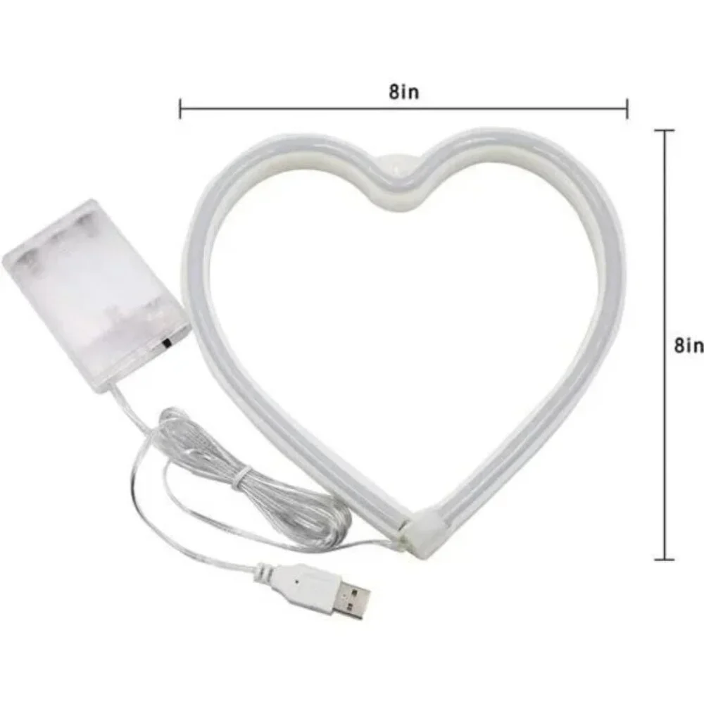 Pink Heart Neon Sign, LED Light Battery Operated or USB Powered Decorations Lamp